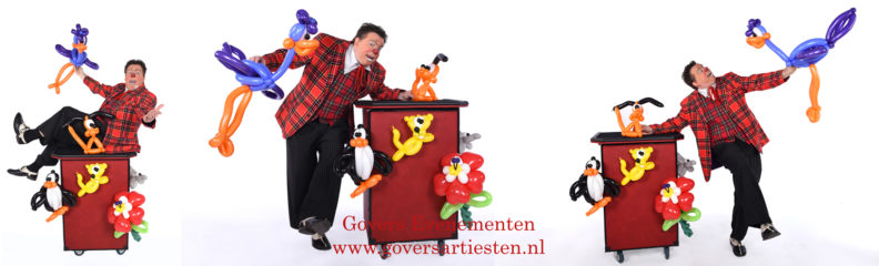De Ballonnenclown, Govers Evenementen Ballonnenclown, clown, kindervoorstelling, straattheater, artiesten boeken, artiestenbureau, clowns, ballonnen vouwen, ballonnen vouwer, ballon, kindertheater, Govers Evenementen