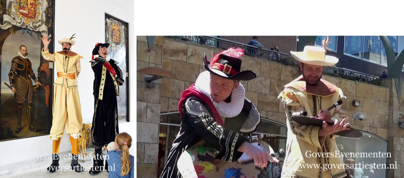 Rembrandt op stelten, straattheater, Govers Evenementen, www.goversartiesten.nl Rembrandt op stelten, straattheater, Nachtwacht, steltenlopers, steltentheater, steltenact, act, kunstschilders op stelten, artiesten boeken, ontvangst act, thema feest, animatie act, schilderkunst, portret op stelten, Govers Evenementen, www.goversartiesten.nl