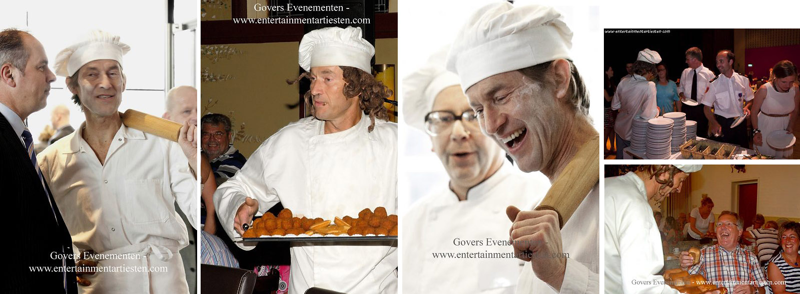 De Smoezelige kok, amusant Culinair Entertainment tijdens feestelijke bijeenkomst als Cateringact, acteur inhuren, Govers Evenementen, www.goversartiesten.nl