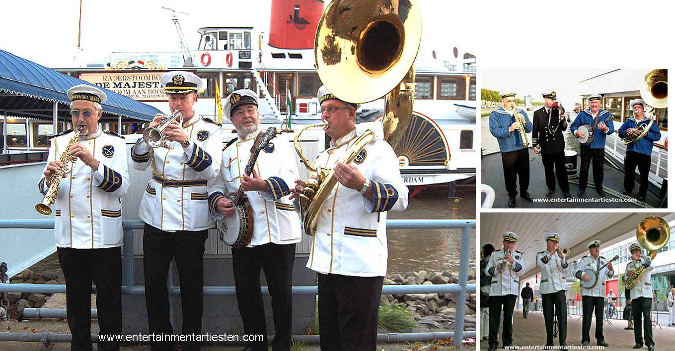 Typisch Nautisch- & Maritiem muzikaal Entertainment: 't Admiraals looporkest, looporkest, muziek, muzikanten, Govers Evenementen, www.goversartiesten.nl