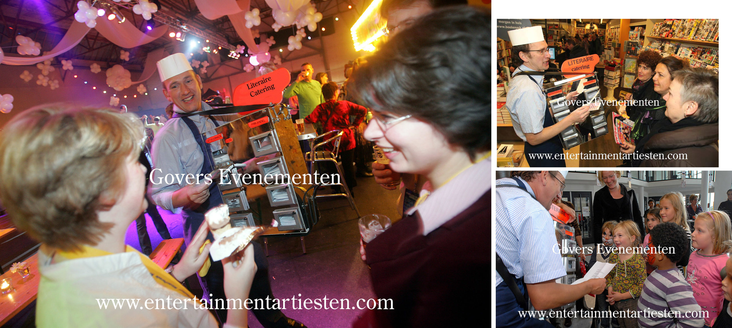 Catering literair, Een literair gedicht voorgedragen voor consument vanuit een mobiele snackbar, Categorie Straattheater - straatartiesten, themafeest, thema entertainment inhuren, Govers Evenementen, www.goversartiesten.nl