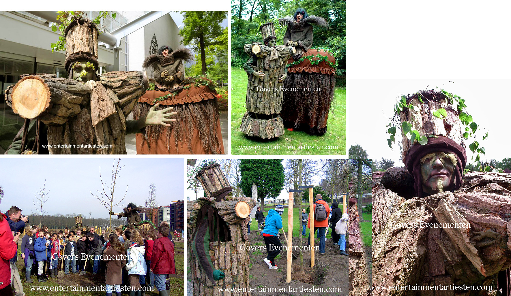 Steltenact, steltentheater, steltenloper, Straattheater - straatartiesten, een boom op Stelten, deze komische act geeft uw evenement een natuurlijk tintje, natuur, groen, duurzaam, milieu, sprookjesboom vertelt, Govers Evenementen, www.goversartiesten.nl