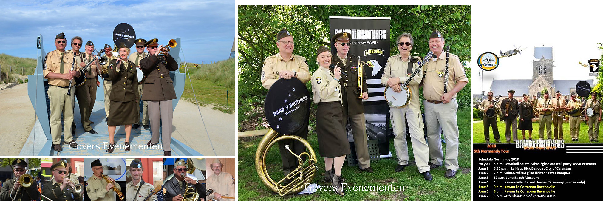 D Day 75 jaar, Bevrijding, Bevrijdingsorkest, Band of 4 brothers, Bevrijdings evenementen, Peter Faber, Keep them Rolling, D-Day Revival ban, music from WOII, Band of Brothers, Normandie, de muziek van Glenn Miller, Vera Lynn, Benny Goodman, Bing Crosby en Frank Sinatra, theatershow, concert, bevrijdingsjaren, WW II, Jazzmuziek, D-Day, Amerikaanse muziek, Looporkest - straatmuzikanten, Dixielandband, artiesten boeken, muzikanten, muziek boeken, bandje, muziek, thema feest, Govers Evenementen, artiestenbureau, looporkest, zangeres, zangers, blaasorkest, oorlog herdenken, Govers Evenementen, www.goversartiesten.nl