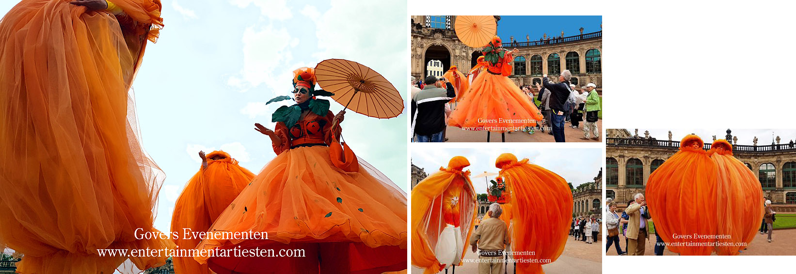Steltenlopers, steltentheater, Oranje met sinaasappelgeuren, Govers Evenementen, www.goversartiesten.nl Steltenlopers, steltenacts, steltenloper, steltentheater, sinasappels, oranje, stelten act, artiesten boeken, artiestenbureau, straattheater acts, thema feest, catering act, culinaire acts, beurs & promotie acts, Govers Evenementen, www.goversartiesten.nl