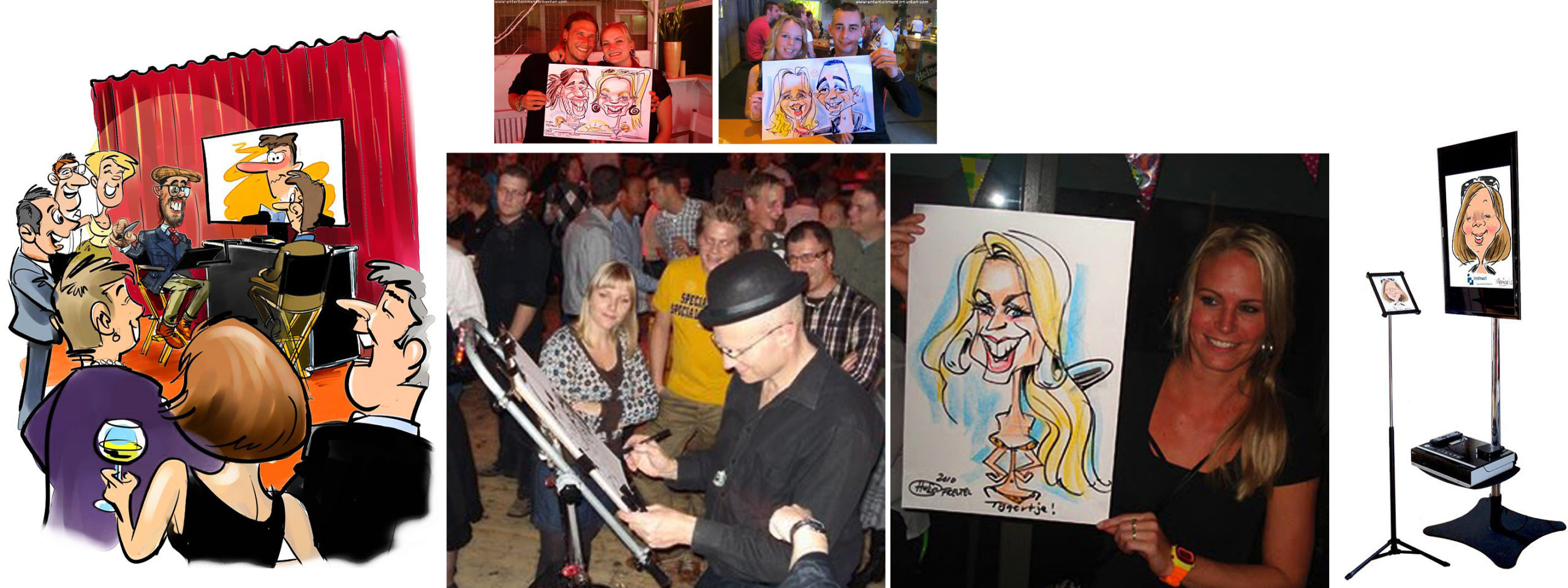 Sneltekenaar- karikaturist, karikatuur portretten, portret, thema feest, evenement organiseren, artiesten boeken, artiestenburo, artietenbureau, beurs- en promotie acts, evenementenbureau, entertainment, tekeningen, portret tekenen, Govers Evenementen, www.goversartiesten.nl