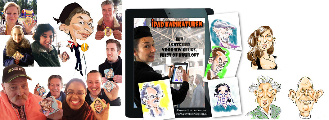 Sneltekenaar- karikaturist, karikatuur portretten, portret, thema feest, evenement organiseren, artiesten boeken, artiestenburo, artietenbureau, beurs- en promotie acts, evenementenbureau, entertainment, tekeningen, portret tekenen, Govers Evenementen, www.goversartiesten.nl