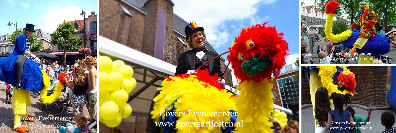 Circusact, struisvogel, Govers Evenementen, www.goversartiesten.nl Circusact, struisvogel, act met dieren, act voor kinderen, kindertheater, Steltenlopers, steltenacts, steltenloper, steltentheater, stelten act, artiesten boeken, artiestenbureau, straattheater acts, thema feest, Govers Evenementen, www.goversartiesten.nl