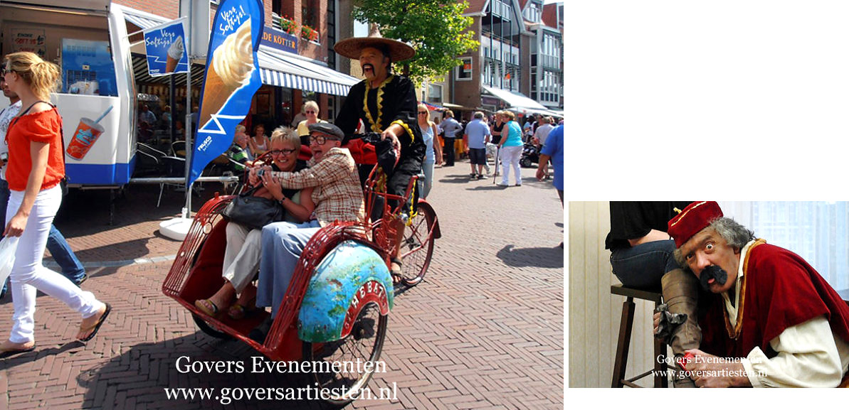 Oosters Entertainment, artiesten boeken, komiek, acteur, vervoer, straattheater, act, humor op uw feest, acteur gezocht, vermaak, thema feest, Govers Evenementen, www.goversartiesten.nl