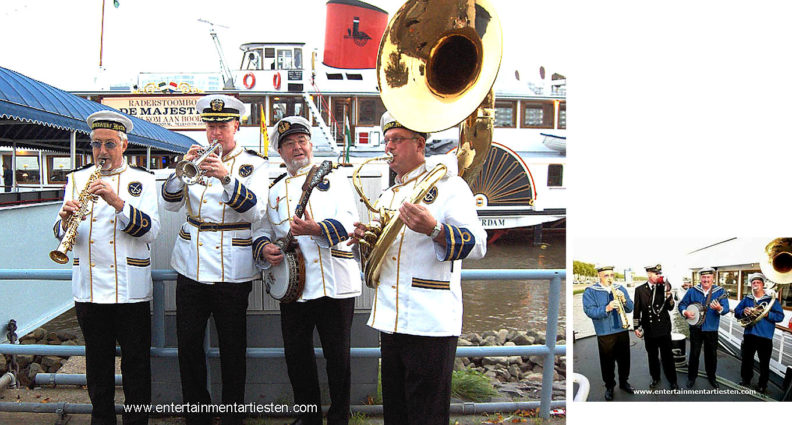 Looporkest - straatmuzikanten, 't Admiraals looporkest maakt er een maritieme feestdag van ! Govers Evenementen, www.goversartiesten.nl