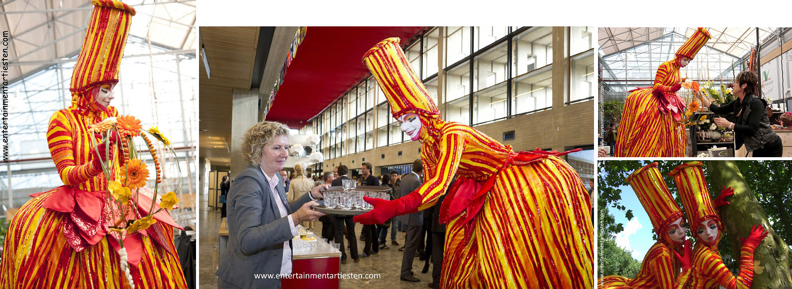 flora & fleuriana, twee kleurrijke fantasiefiguren fleuren uw evenement op als Steltenloper en Steltentheater Steltenlopers, steltenacts, steltenloper, steltentheater, sinasappels, oranje, stelten act, artiesten boeken, artiestenbureau, straattheater acts, thema feest, catering act, culinaire acts, beurs & promotie acts, Govers Evenementen, www.goversartiesten.nl