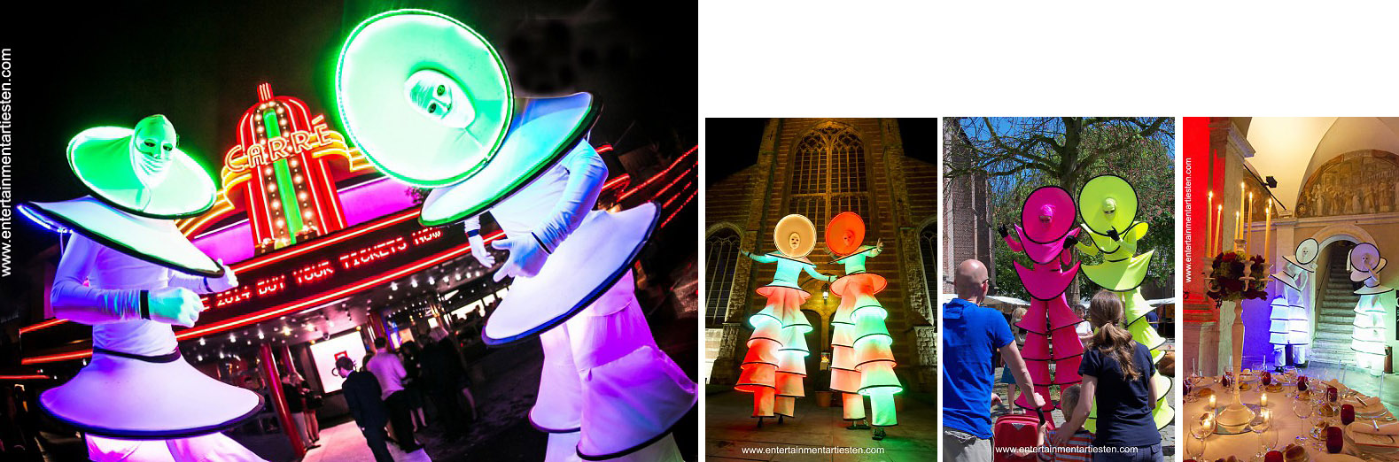 Glashelder steltentheater, te boeken bij Govers Evenementen, www.goversartiesten.nl Steltenloper Steltentheater, Glashelder steltentheater, verrast uw gasten met ludiek entertainment in kleur of met lampjes aan, Govers Evenementen, www.goversartiesten.nl