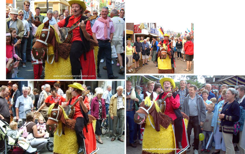 Als zingende cowboy trekt deze muzikant door het ganse land. Rubriek Looporkest - straatmuzikanten, straattheater