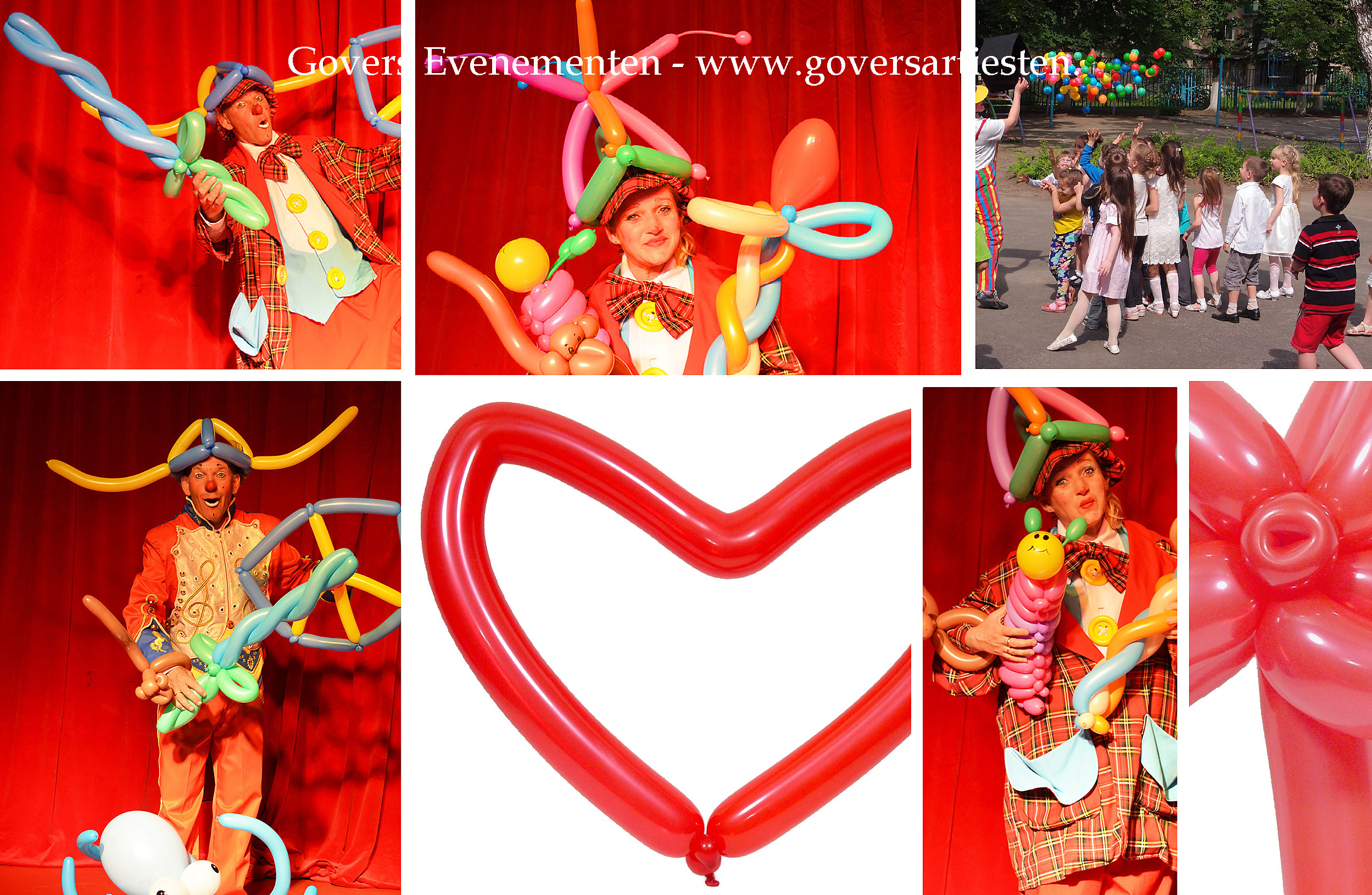 Ballonnenclown, clown, kindervoorstelling, straattheater, artiesten boeken, artiestenbureau, clowns, ballonnen vouwen, ballonnen vouwer, ballon, kindertheater, Govers Evenementen, www.goversartiesten.nl