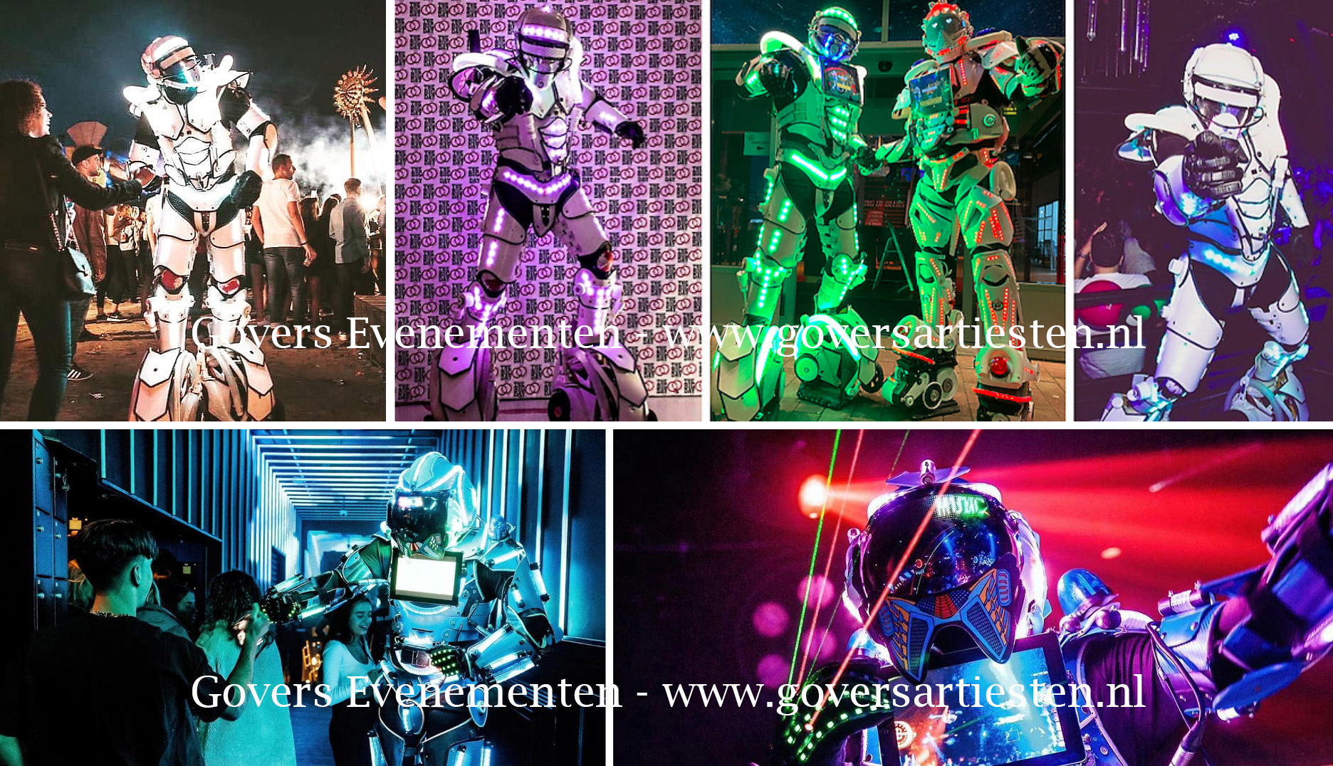 Straattheater, verlicht entertainment, Robots, Witte Robot, kindvriendelijk straattheater, openingsact, gekleurd entertainment, artiesten boeken, artiesten inhuren, futuristisch entertainment, AI Entertainment, toekomst, Govers Evenementen